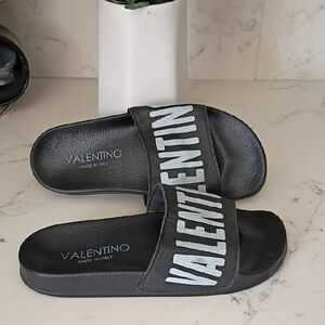 Valentino Black Slide Sandals